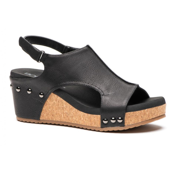 Corkys Better With Time Wedge Sandals in BLACK